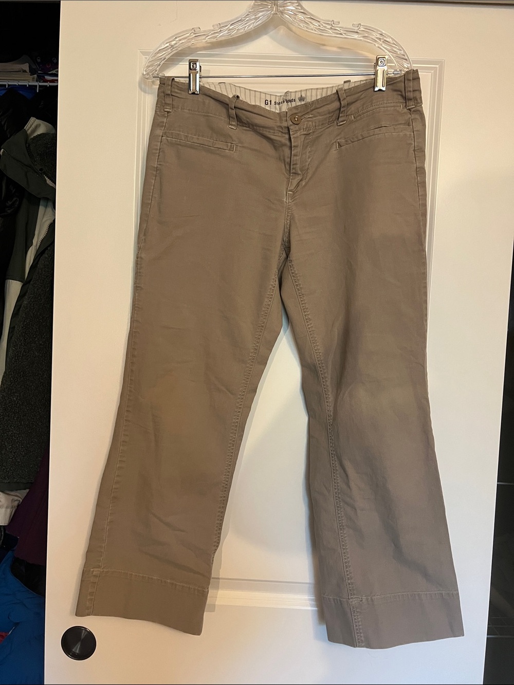 Anthropologie G1 Stretch Goods Khaki Cropped Trousers Size 8, 25” Inseam